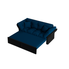 74.8' Queen Pull Out Sofa Bed, 3-in-1 Convertible Sleeper Tufted Sofa with 2 Soft Pillows,Multi-Functional Velvet Loveseat Bed,Blue(Old Sku:W1885S00083/W1885S00130)