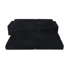Modern Minimalist L-Shape Modular Sectional Sofa Bed with Corduroy Fabric in Black