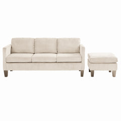 L-Shaped Sofa with Padded Corduroy: Multi-functional Design, Modern Luxury Appearance - Ideal for Living Rooms, Apartments - Easy Assembly & Maintenance,off-white