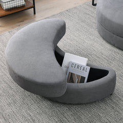 [Video] Welike Swivel Accent Barrel Modern Dark Grey Sofa Lounge Club Big Round Chair with Storage Ottoman Linen Fabric for Living Room Hotel with Pillows,2PCS.