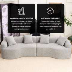 LY-025 Grey Curved Modular Sectional Sofa with 30D High-Density Chenille Upholstery, 110'' Long