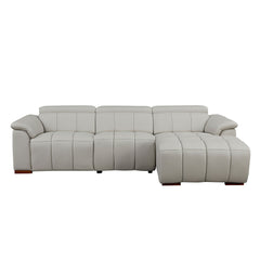 Wall-Hugger Reclining Sofa Modern Electric Control Genuine Leather L Shaped Couch,Lounge Seat Theater Seating Furniture with USB Port, Sofa with Headrest & Footrest for Living Room,Apartment,Office