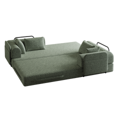 78.7-Inch Convertible Sleeper Sofa Bed with Cylindrical Pillow, Chenille Folding Mattress Couch with ,Folding Sofa Bed with Side Pocket, Floor Sofa Lounge Couch for Living Room Bedroom Lounge Studio