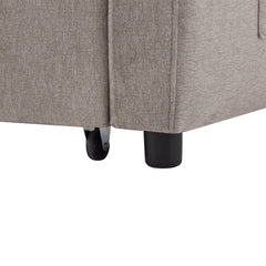 Convertible Sofa Bed Loveseat with USB Ports, Side Pockets, Cup Holders & Swivel Phone Holder, Light Grey Bella Fabric