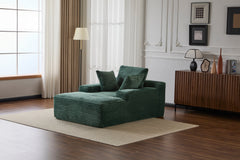 Oversized Chaise Lounge Chair Cozy Cloud Couch, Modern Plush Corduroy Upholstered Sleeper Sofa Daybed with 3 Throw Pillows and Wide Armrest for Living Room, No Assembly Required,Green