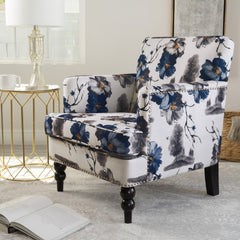 Club Chair with Tapered Birch Wood Legs, Multicolor