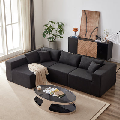 104-Inch Corduroy  Modular L Shaped Sectional Sofa,Luxury Floor Couch Set,Upholstered Indoor Furniture,Foam-Filled Compressed Sofa for Living Room,Bedroom,4 PC Free Combination