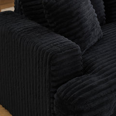 79.3 'long, corduroy sofa with 4 matching pillows, stylish design spacious and comfortable 3-seater sofa suitable for modern living room, black