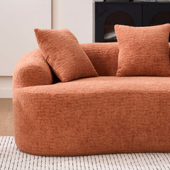 LY-025S Coral Curved Loveseat: Compressed No Assembly, Chenille Small Sofa, 30D Sponge, Compact for Apartments, 65' L, 300Lbs, 3 Pillows