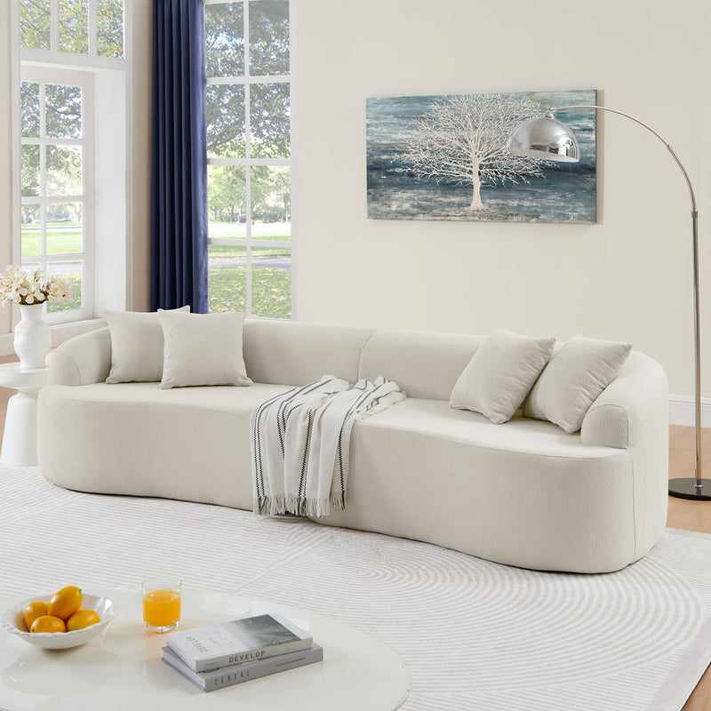 Curved Modular Sectional Sofa in Lamb's Wool Fabric, Modern Minimalist Style, Compressed (No Assembly Required), Comfy for Living Room & Bedroom - Beige
