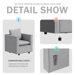 Decorative chair, comfortable gray single sofa chair, soft breathable seat cushion, soft cushion armchair, modern comfortable sofa chair in bedroom/corner/reading room
