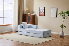Floor Couch,Compression Sofa,Convertible Floor Sofa Bed-with Pillow Back Support Armrest,Comfy Futon Couch Lounge Sleeper Bed,Chenille fabric,for Living Room Bedroom (LIGHT-BLUE)