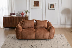 Giant Bean Bag Couch for Adults, Ultra Soft Fluffy Loveseat Bean Bag Sofa, Oversized Chase Lounge Chair Indoor for Living Room Bedroom, No Assembly Required Cozy Reading Chair with Pillows, Brown