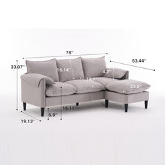 Convertible Combination Sofa, Sofa L-Shaped, Sofa with Footstools with Storage, Beige Sofa for Living Room, Living Room/Bedroom/Office/Small Space 3-Seater Combination Sofa - Beige