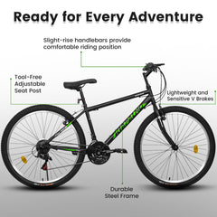 A26338 26 Inch Carbon Steel Frame Mountain Bike,21-Speed Dual V-Brake, Adult and Teens Bicycle for Mountain