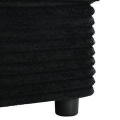 Oversized Loveseat Chaise Lounge Sectional Sofa Bed with USB Ports, Cup Holders, and Pillows, Black Corduroy