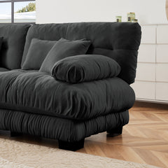 4-Seater Sectional Sofa Modular Deep Seat Sofa Couch , Chenille Sofa Comfy Upholstered Sofa for Living Room, Apartment, Studio, Office,Chenille Gray