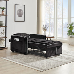 Modern Velvet Three-in-One Sofa Bed Chair Adjustable Recliner Black
