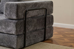 Floor Couch,Compression Sofa,Convertible Floor Sofa Bed-with Pillow Back Support Armrest,Comfy Futon Couch Lounge Sleeper Bed,Chenile fabric,for Living Room Bedroom (DARK-GREY)