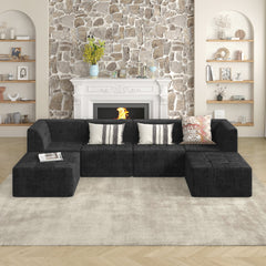 Modern Minimalist Corduroy Corner Sofa Sleeper Black Foam Upholstery Space-Efficient Design