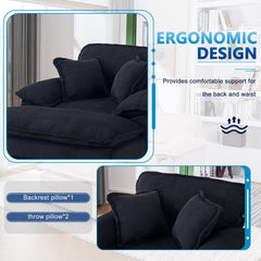 56.3 Inch Corduroy single sofa With  2 toss pillows and a ottoman ,Comfy Sofa- Deep Seat Couch for Living Room
