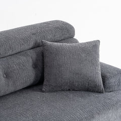 LY-029 GRAY COMPRESSION SOFA: 4-seater combined sofa, Wood Grain Chenille fabric, full sponge compression sofa,combined sofa with 2 pillows  for living/ Home Furniture/ Apartment