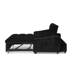 Loveseats Sofa Bed with Pull-out Bed,Adjsutable Back and Two Arm Pocket,TypeC and USB Charging with Copper nail,Black (47'x53'x31')