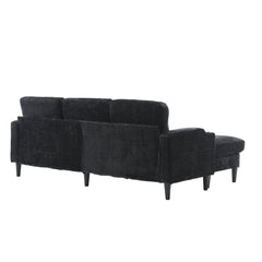 UNITED  WE WIN Sofa for three, solid wood frame, Chenille fabric, side pocket, with two cup holders, footstool with storagestorage sofa /Living room sofa cozy sectional  sofa