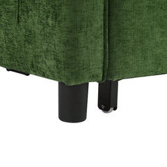 Convertible Loveseat Sofa Bed with Adjustable Backrest, USB Ports, Phone Holder, Side Pockets, Green Chenille, 56.9'