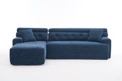 105'' Cloud Sectional Couch with L-Shape Chaise,Modern Modular Sofa with Deep Seat, Boneless Sofa for Living Room Bedroom,No Assembly Required,Blue.