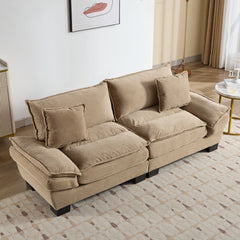 Corduroy Sofa Sleeper Couch Loveseat Sofa with Pillows Comfy Upholstered Deep Seat Sofa for Bedroom,Living Room,Apartment,Office,Dorm-Khaki Corduroy