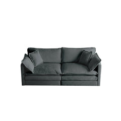 Modern Fabric Loveseat Sofa Couch for Living Room, Upholstered Large Size Deep Seat 2-Seat Sofa with 4 Pillows ,Gray Chenille