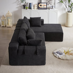 Modern Chenille Upholstered Sectional Sofa Couch Set,Modular 108' L Shaped Sectional Living Room Sofa Set With 6 Pillows,Free Combination Sofa Couch for Living Room,Bedroom(Right Chaise)W834P240010