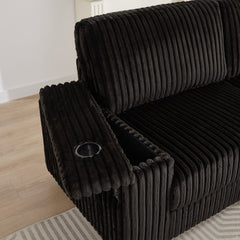 110-Inch Oversized Corduroy Corner Sofa,L Shaped Corner Couch with two storage spaces,USB port & Type-C port and Cup-holder , Deep Seat Comfy Upholstered Couches for Living Room(Not freely combinable)