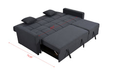 83' Oversized Upholstered Sofa Bed W/Pull Out Couch Bed & Adjustable Backrest,3 Seaters Sofa & Couch Convertible Sleep Sofabed for Home Apartment Living Room,Light Gray,Dark Blue