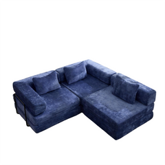 Compression Sofa,Convertible Floor Sofa Bed with Fixed-Shape Frame, Boneless Modular Sectional Sofa,No Assembly Required,Chenille fabric,for Living Room Bedroom,Dark Blue