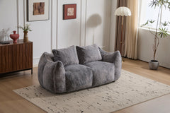 Giant Bean Bag Couch for Adults, Ultra Soft Fluffy Loveseat Bean Bag Sofa, Oversized Chase Lounge Chair Indoor for Living Room Bedroom, No Assembly Required Cozy Reading Chair with Pillows, Grey