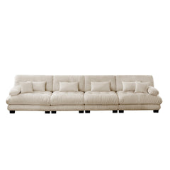 4-Seater Sectional Sofa Modular Deep Seat Sofa Couch , Chenille Sofa Comfy Upholstered Sofa for Living Room, Apartment, Studio, Office,Chenille Light coffee