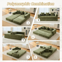 UNITED WE WIN Folding Sofa Bed with Pillows - Convertible Chair Floor Couch & Sleeping Mattress - Foldable Memory Foam Sleeper for Living Room/Dorm/Guest Room/Home Office/Apartment/Upstairs Loft