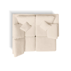 Cloud Style L-Shape Modular Sectional Sofa with Ottoman, 3 Seater Convertible Couch in Warm White Beige, Chenille Fabric, 110 Inch