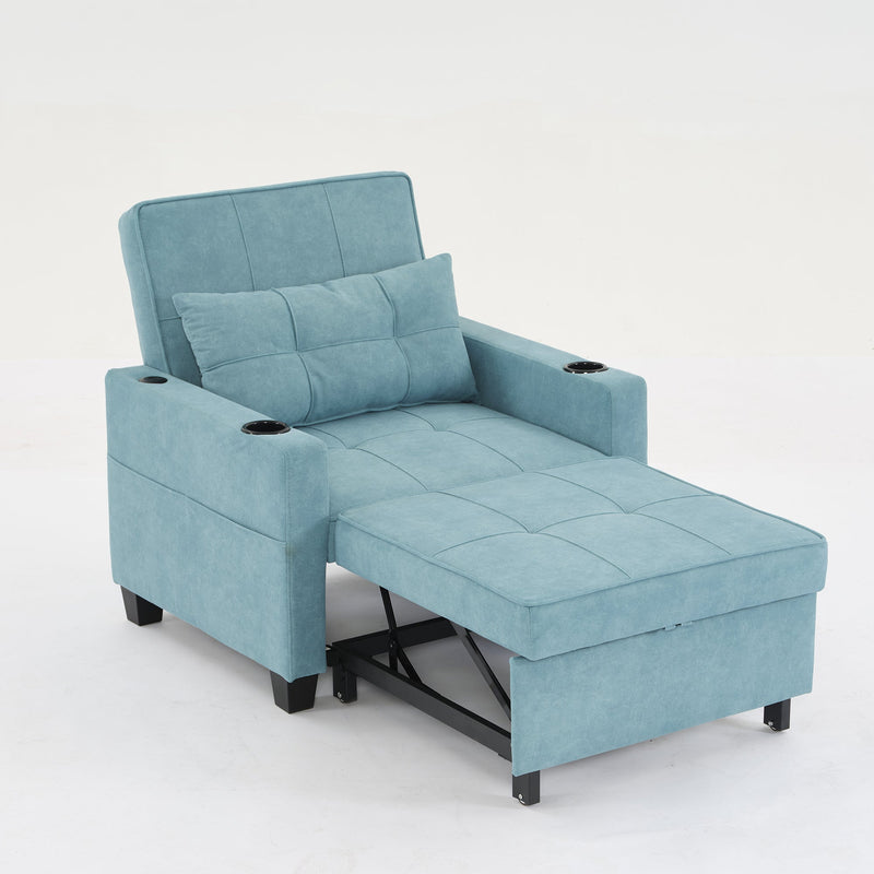 Futon Chair Bed Convertible Chair 3-in-1 Pull Out Sleeper Chair Beds with USB Ports,Wear-resistant and Anti-scratch,  Armchair Bed Sleeper for Living Room (Green Scratch Cloth)