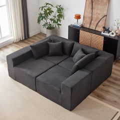 104-Inch Corduroy  Modular L Shaped Sectional Sofa,Luxury Floor Couch Set,Upholstered Indoor Furniture,Foam-Filled Compressed Sofa for Living Room,Bedroom,4 PC Free Combination