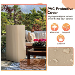 48" Large Outdoor Propane Fire Bowl Column With Cover & Lava Rocks (96173485)