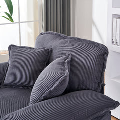 56.3 Inch Corduroy single sofa With  2 toss pillows and a ottoman ,Comfy Sofa- Deep Seat Couch for Living Room