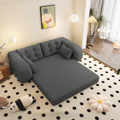 Human Dog Bed, Lazy Sofa Couch, 78.7 ' Multi-Functional Foldable Sofa Bed, 3-in-1 Teddy Fabric Foam-Filled Sleeper Sofa Bed for Living Room,Guest Bed,Playroom,Grey