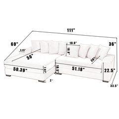 [NEW ARRIVED] [VIDEO PROVIDED] Oversized Two-Piece  Couches,  L Shaped Sofa, Corduroy, Left Chaise Daybed,with Armrests,Eight Throw Pillows,Corner Sofa,Easy To Assemble, Black