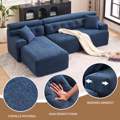 105'' Cloud Sectional Couch with L-Shape Chaise,Modern Modular Sofa with Deep Seat, Boneless Sofa for Living Room Bedroom,No Assembly Required,Blue.