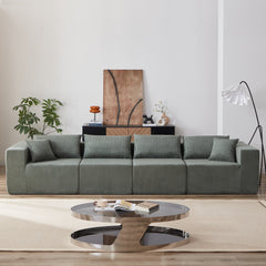 104-Inch Corduroy  Modular L Shaped Sectional Sofa,Luxury Floor Couch Set,Upholstered Indoor Furniture,Foam-Filled Compressed Sofa for Living Room,Bedroom,4 PC Free Combination
