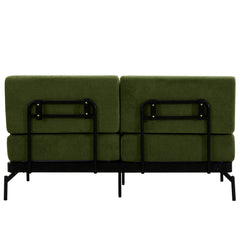 Modern Loveseat Sofa 2-Seater with USB Ports, Cylindrical Armrests, Green Chenille, 59 Inch