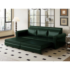 93.7 ' Pull Out Sofa Bed, 3-in-1 Faux Leather Convertible Sleeper Sofa with Nailhead Trim & Rolled Arm,Multi-Functional Sofa Bed for Living Room,Bedroom,Apartment,Office